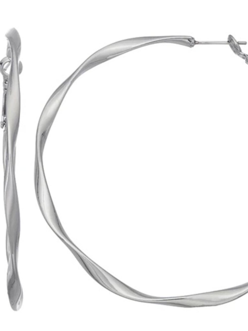 VERA WANG Rocker Chic Gunmetal Smooth Wavy 2.36" Hoop Earrings**NEW!